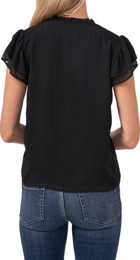 (取寄) シーシー レディース ラグラン フラッター スリーブ ブラウザ CeCe women Raglan Flutter Sleeve Blouse Rich Black CeCe Flutter Sleeve Top | Nordstrom