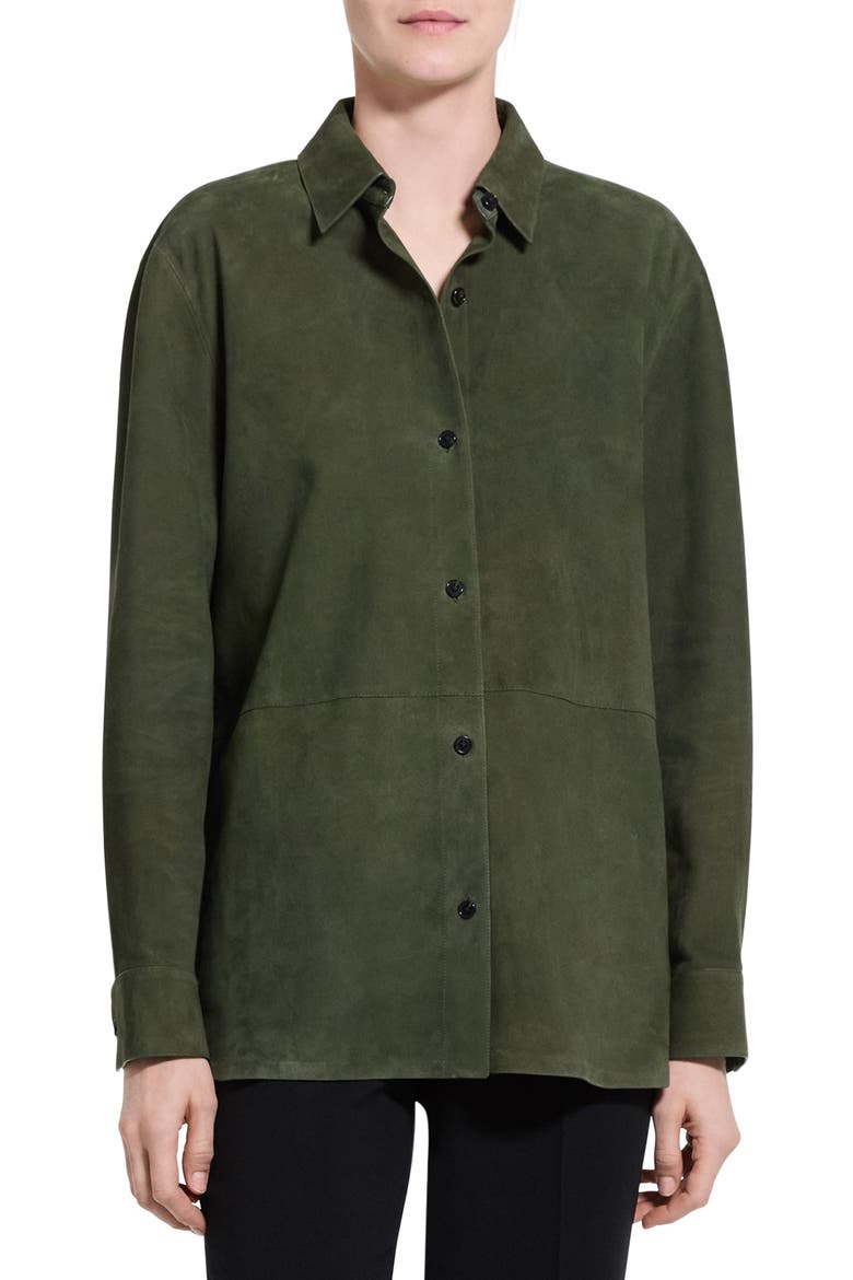 Classic Boxy Fit Suede Shirt Jacket, Main, color, IVY
