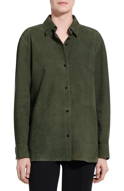 Classic Boxy Fit Suede Shirt Jacket