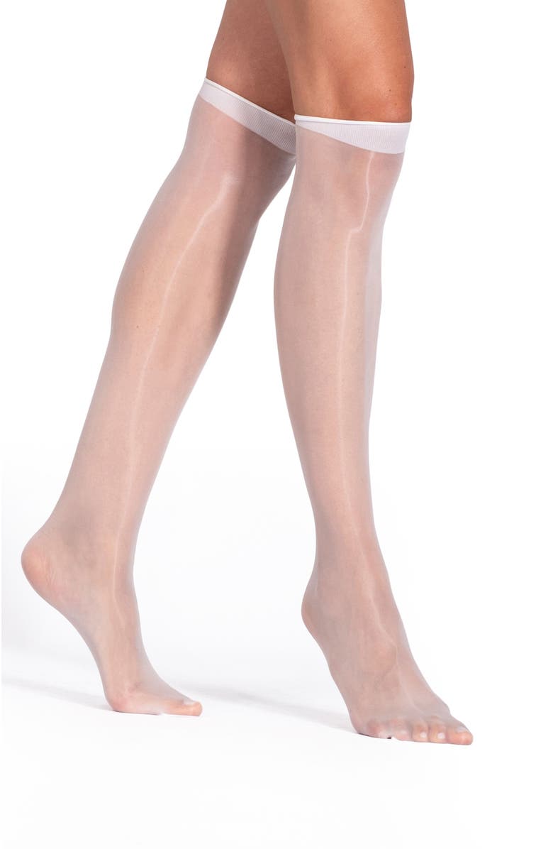 LECHERY<sup>®</sup> 2-Pack Lustrous Silky Sheer Knee-High Socks, Main, color, White