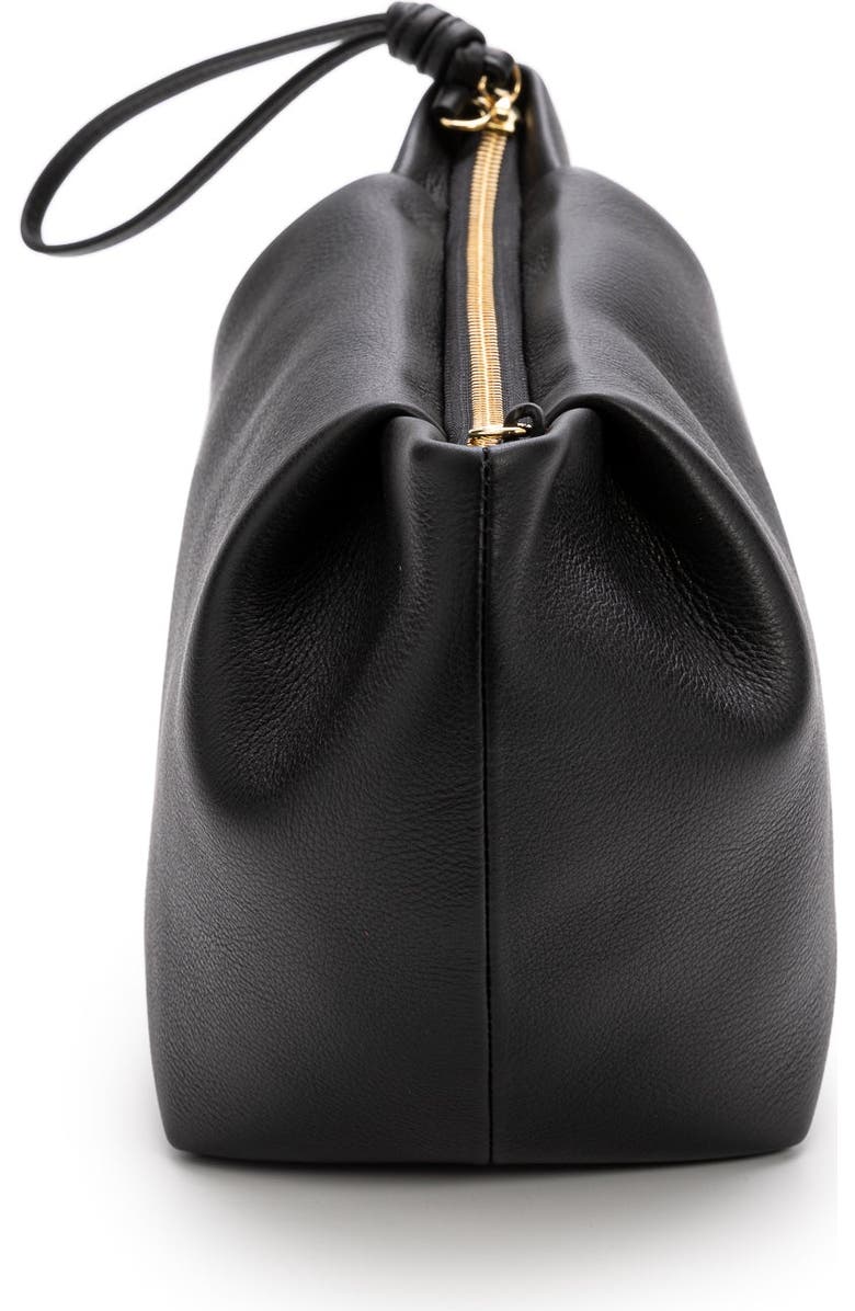 LA PORTEGNA Marta Leather Clutch Bag With Shoulder Strap, Alternate, color, Black