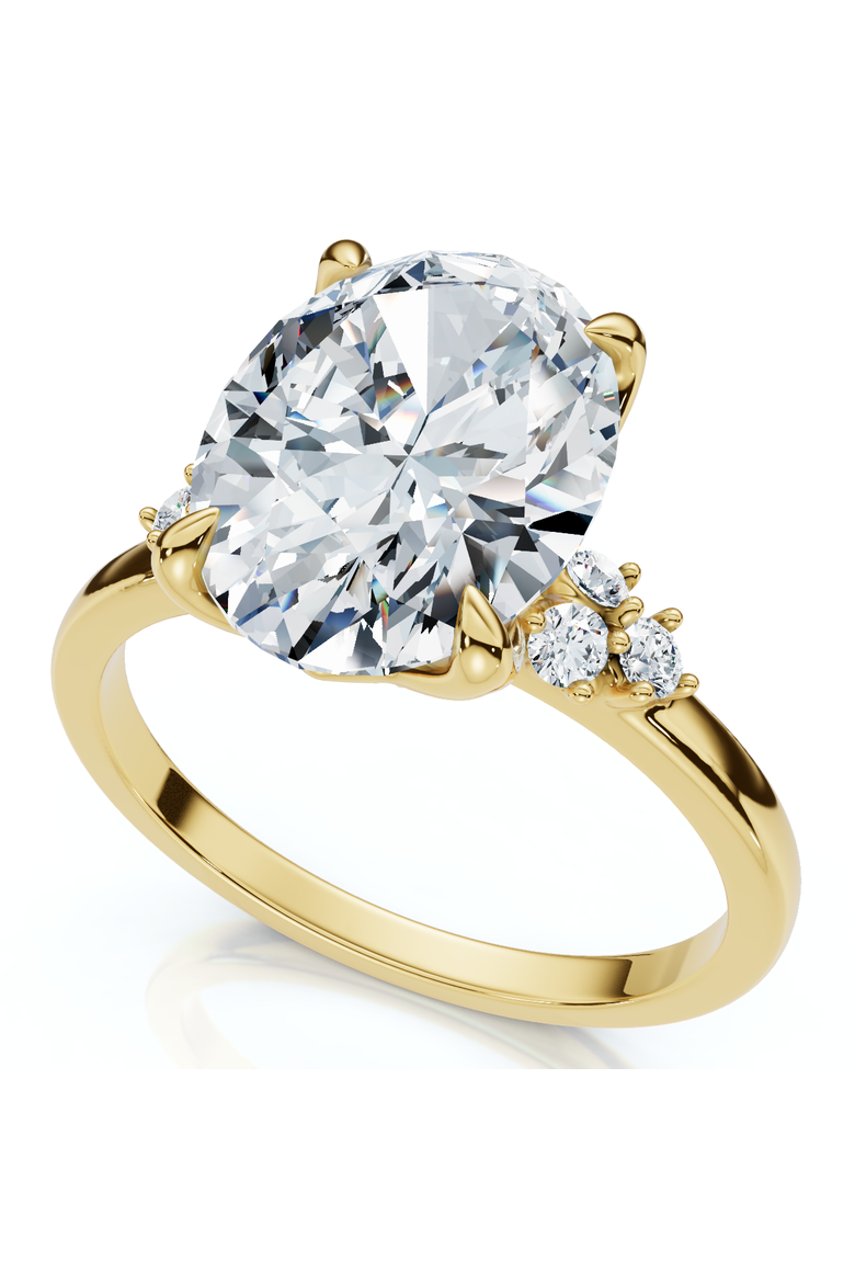 3 1/10Ct Oval Carlie Diamond Engagement Ring 14k Gold or Platinum Lab Grown, Main, color, 14k Yellow Gold