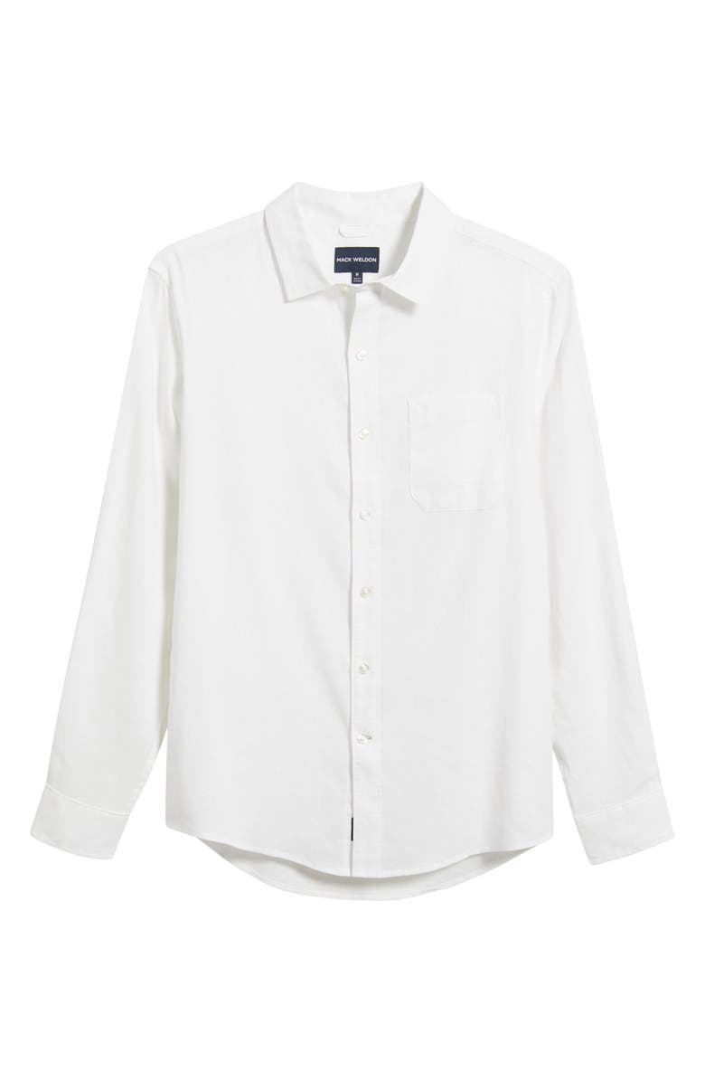 Mack Weldon Linen Button-Up Shirt, Main, color, Bright White