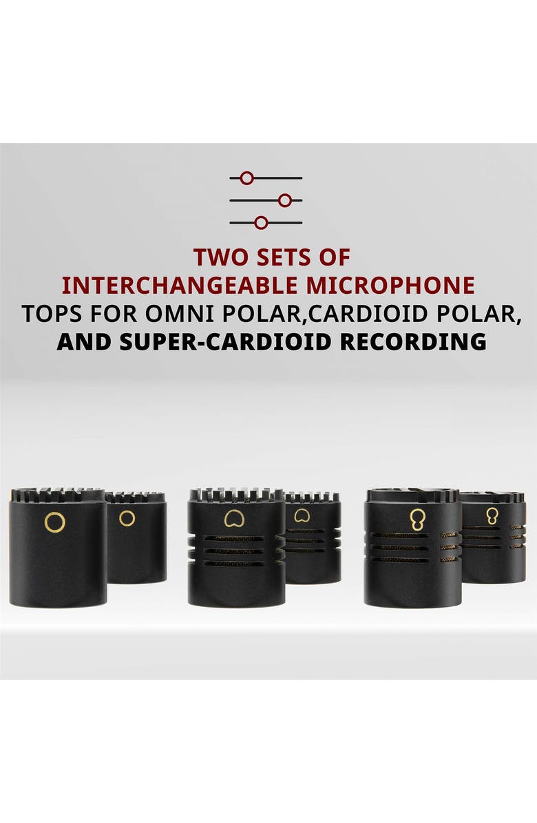 Lyxpro Pair of Pencil Condenser Microphone Stick Set with Omni, Cardioid & Super Cardioid Capsules, Alternate, color, 