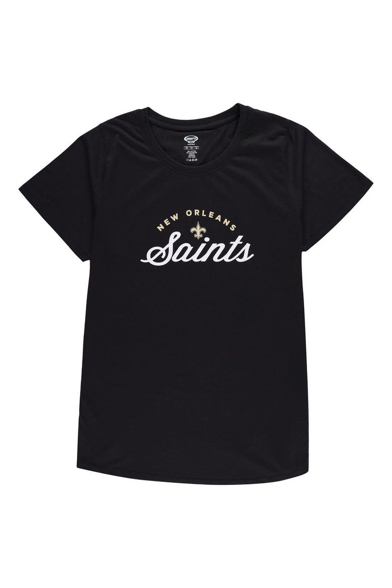 Women's Concepts Sport Black New Orleans Saints Plus Size Badge T-Shirt & Flannel Pants Sleep Set, Alternate, color, Black