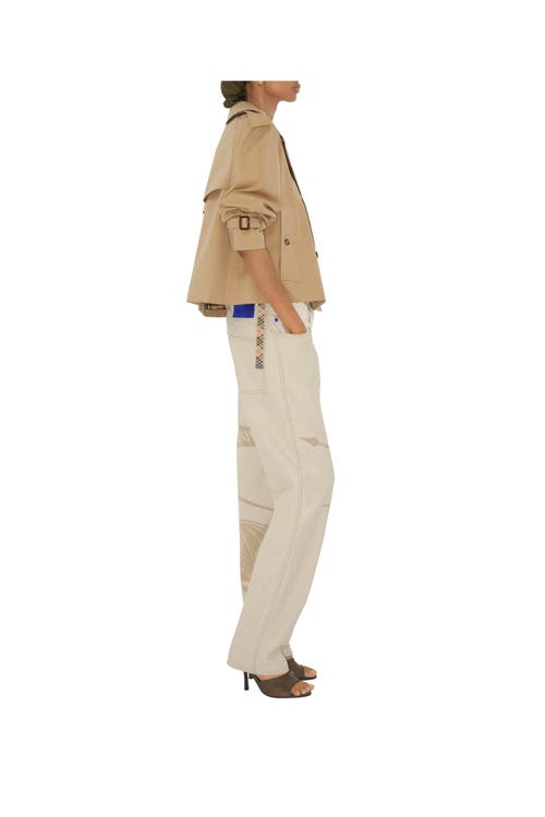 Burberry Cropped Gabardine Trench Jacket In Brown