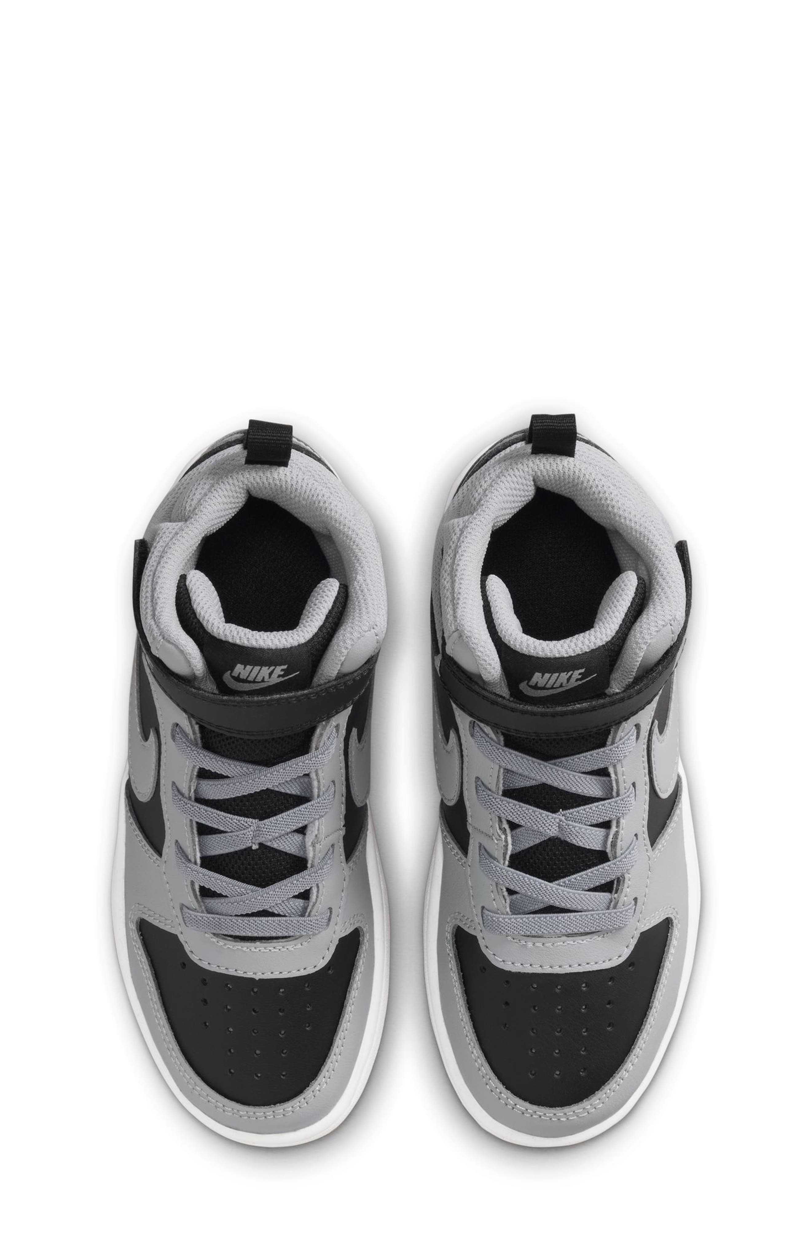 Nike Kids' Court Borough Mid 2 Basketball Shoe, Alternate, color, 016 Black/Ltskgy