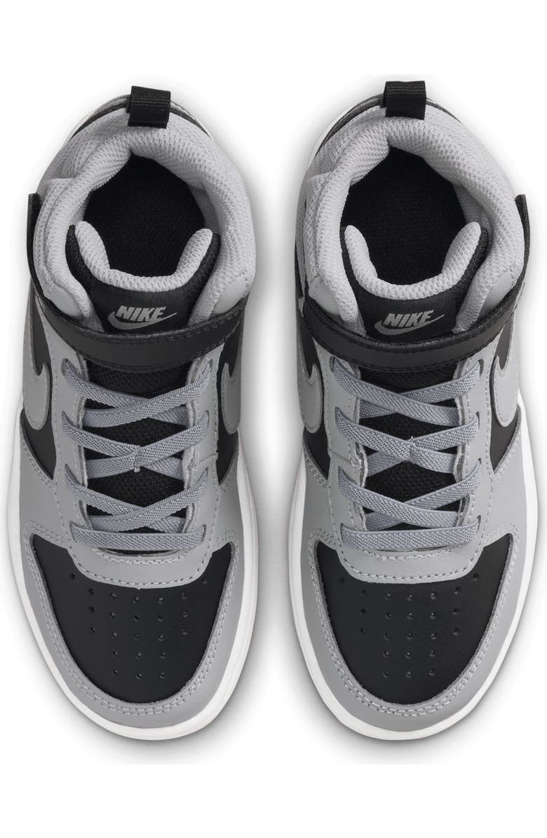 Nike Kids' Court Borough Mid 2 Basketball Shoe, Alternate, color, 016 Black/Ltskgy