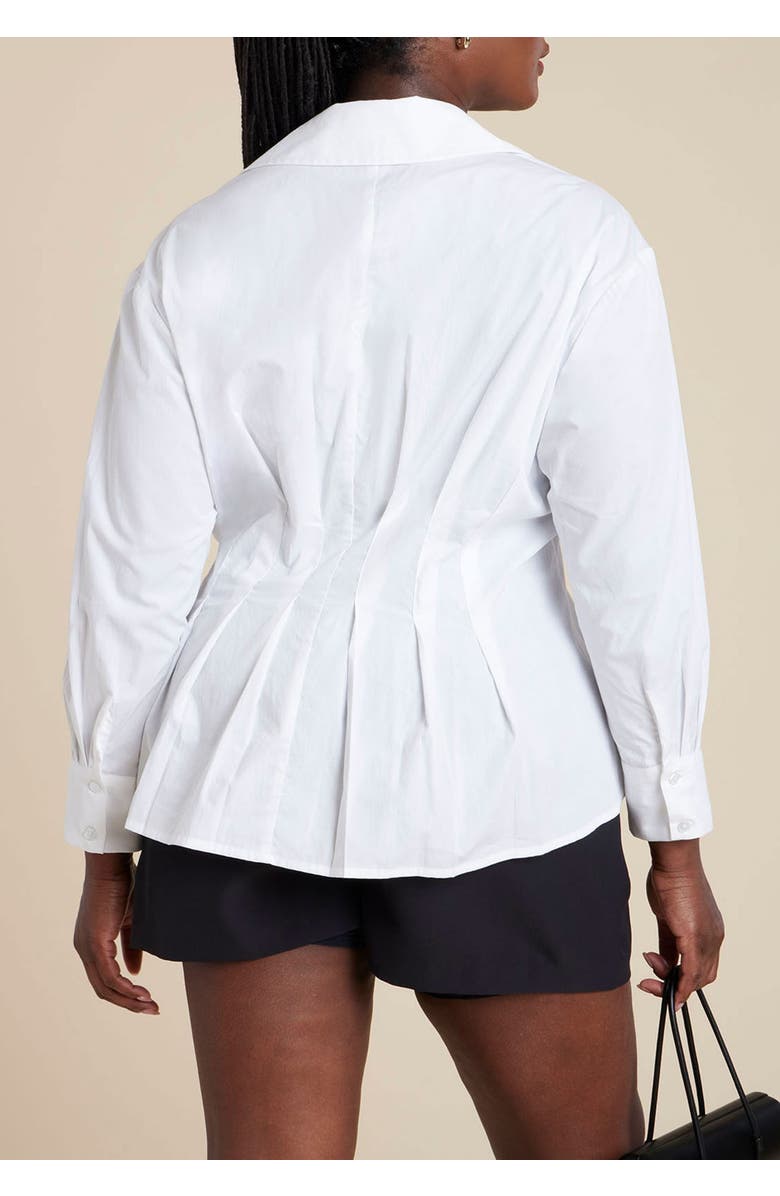 ELOQUII Pleated Poplin Blouse, Alternate, color, Optic White