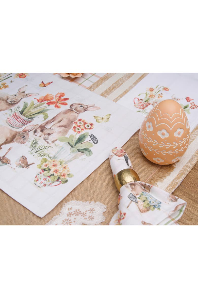 Easter Bunnies Tufted Stripes 100% Cotton Table Runner 14" x 72", Alternate, color, Yellow