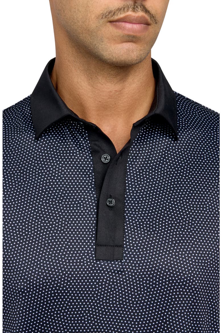 Dot Print Performance Golf Polo, Alternate, color, BLACK/WHITE