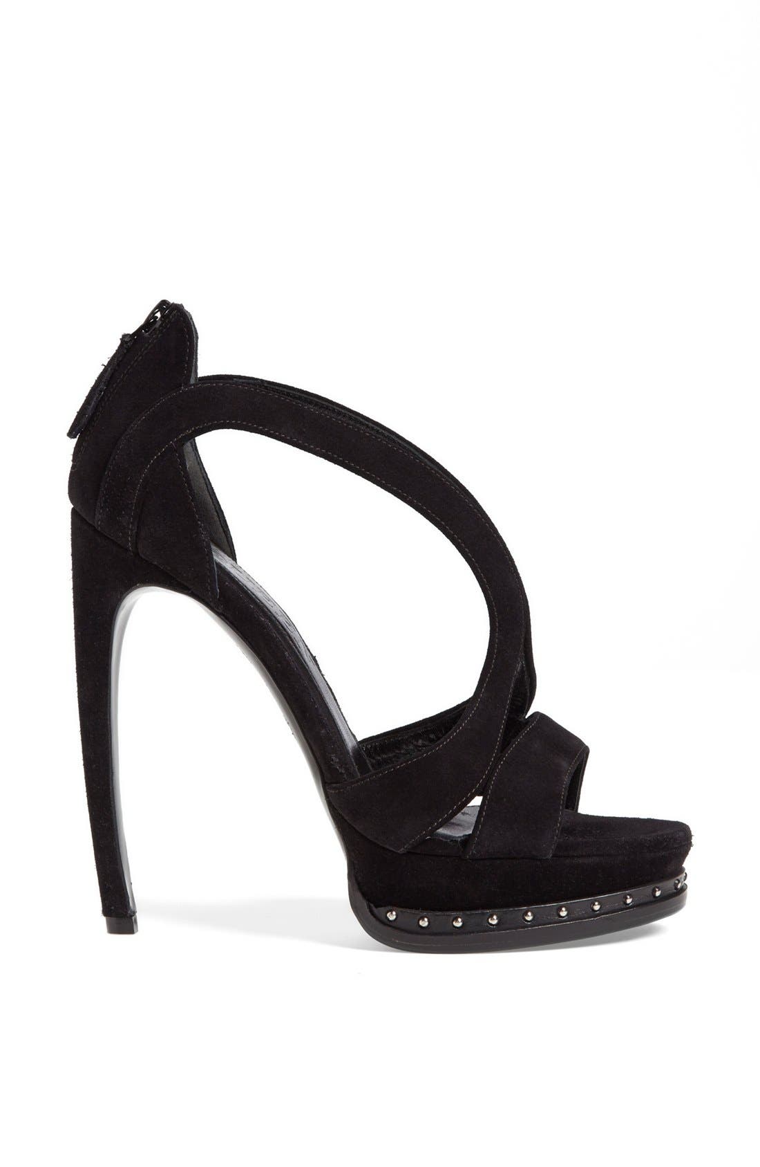 Alexander McQueen 'Armadillo' Sandal, Alternate, color, BLACK