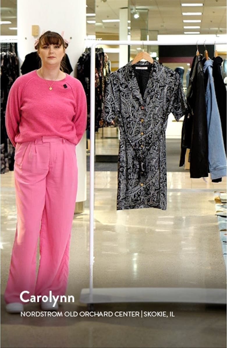 Paisley Print Tie Waist Shirtdress, sales video thumbnail