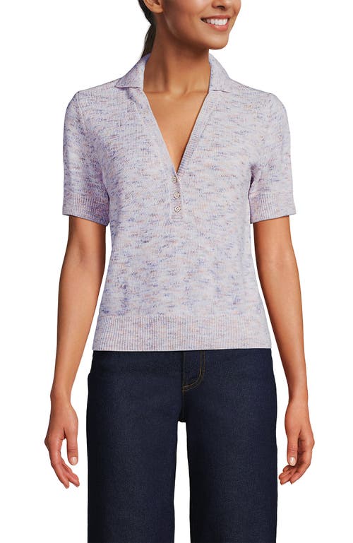 Lands' End Cotton Blend Short Sleeve Polo Sweater In Multi