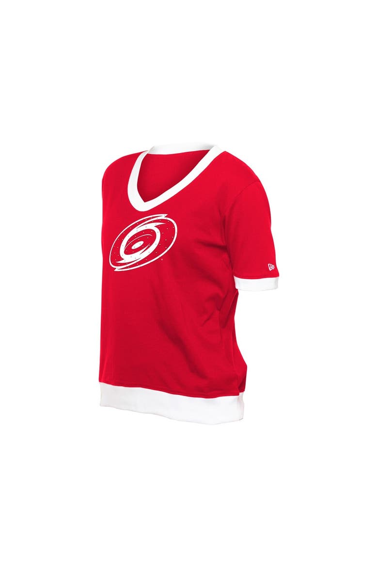 Women's New Era Red Carolina Hurricanes Game Day Rhinestuds T-Shirt, Alternate, color, Red