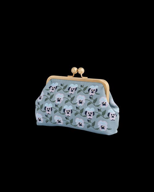 Fable England Pansy Victoriana Clutch Blue In Blue