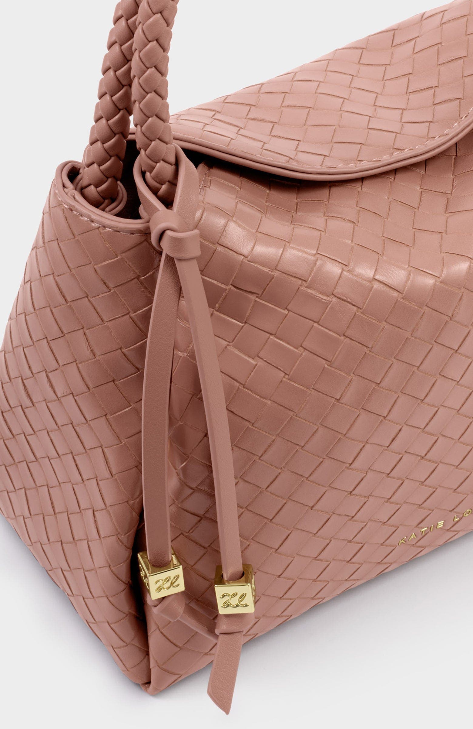 Katie Loxton Nova Woven Texture Top Handle Bag, Alternate, color, Pink Clay
