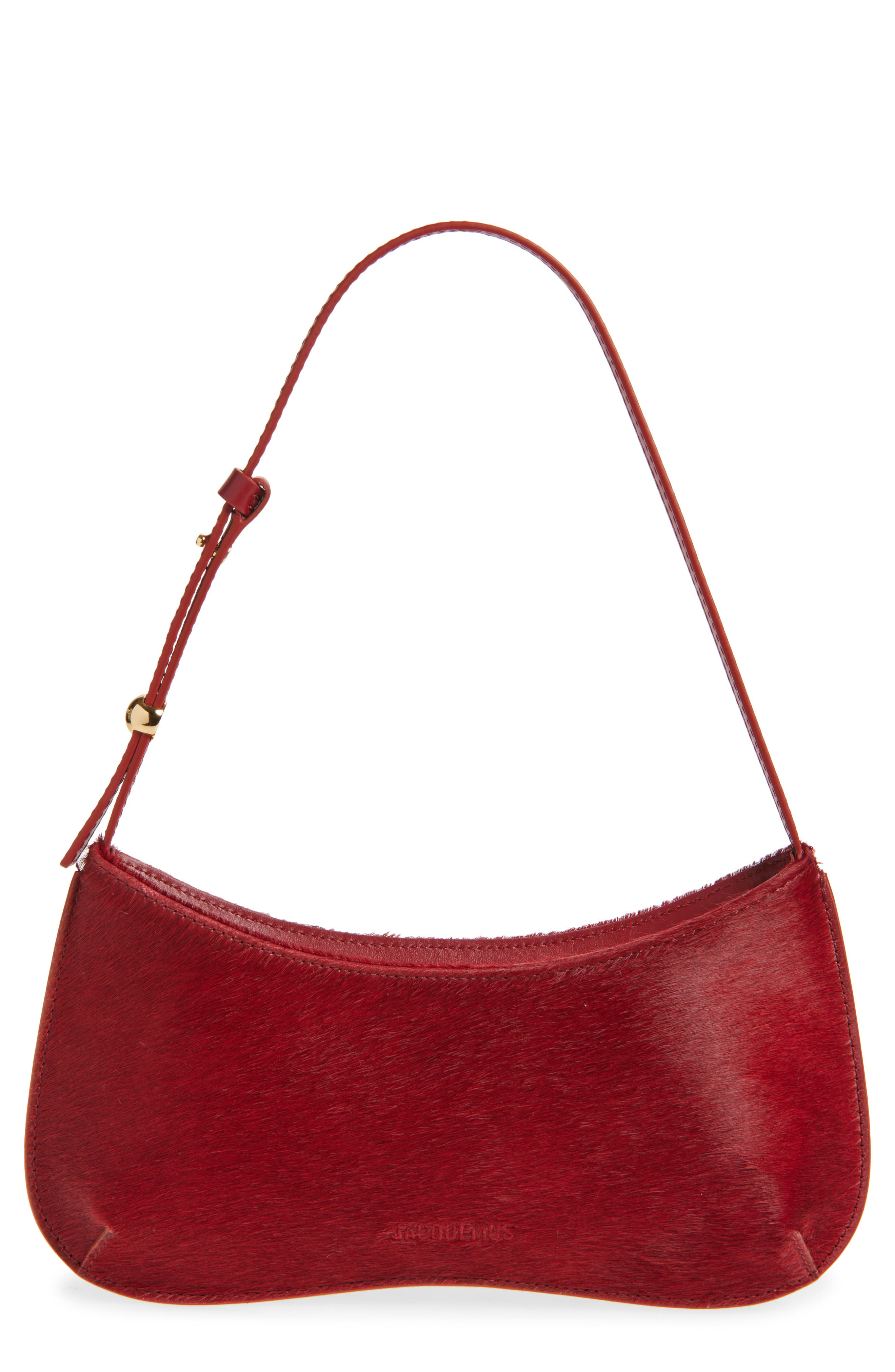Jacquemus Le Bisou Genuine Calf Hair Shoulder Bag, Main, color, Dark Red 480