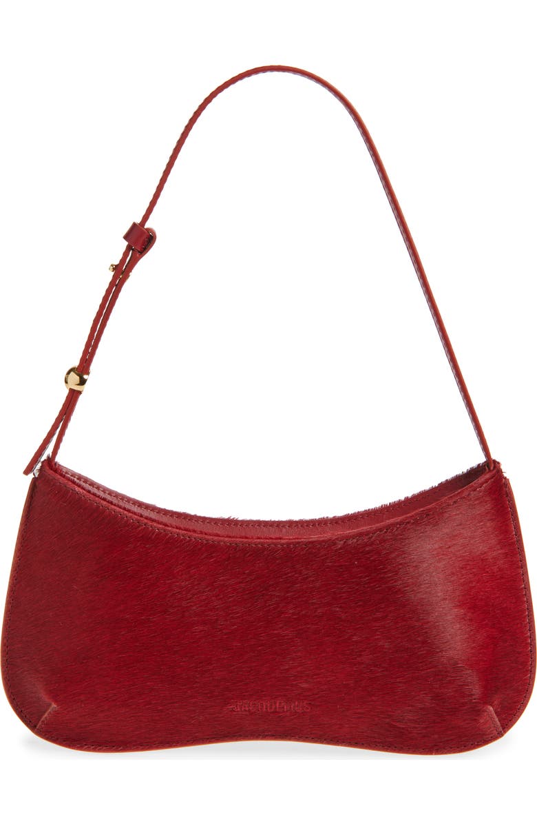 Jacquemus Le Bisou Genuine Calf Hair Shoulder Bag, Main, color, Dark Red 480