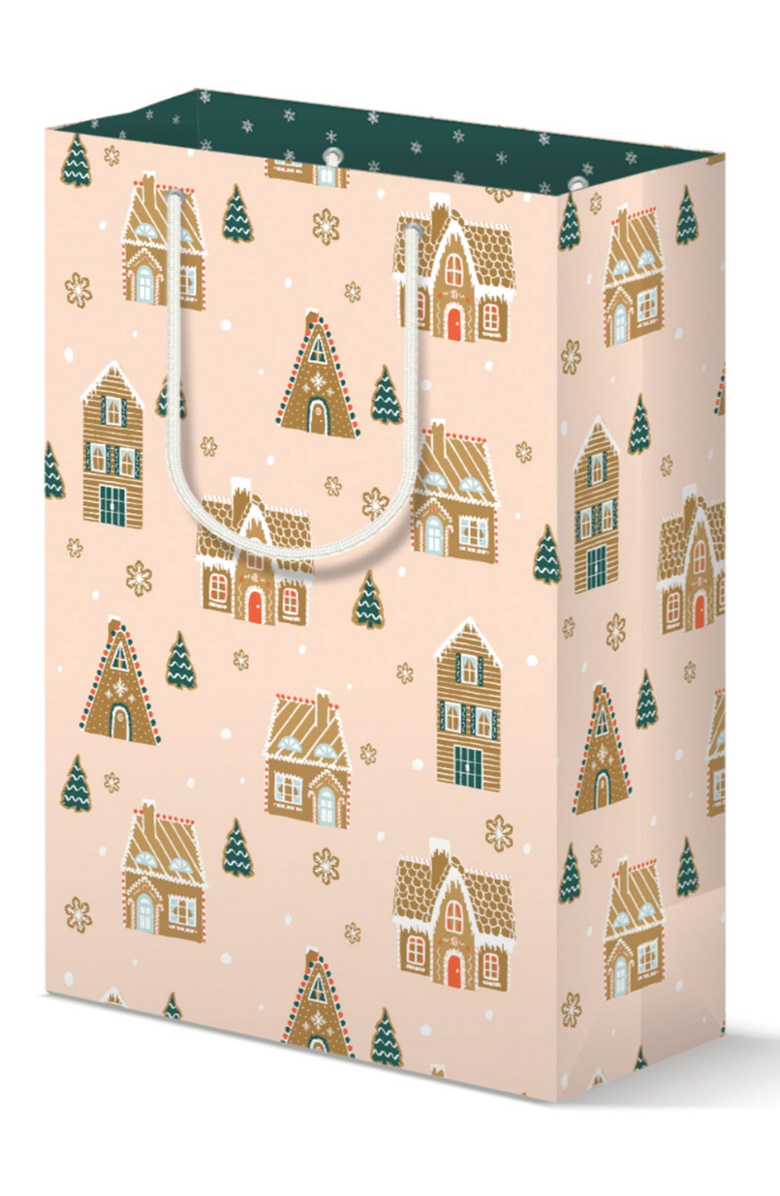 Joy Paper Co. Gingerbread Village Gift Bag Set, Alternate, color, Gingerbread Village
