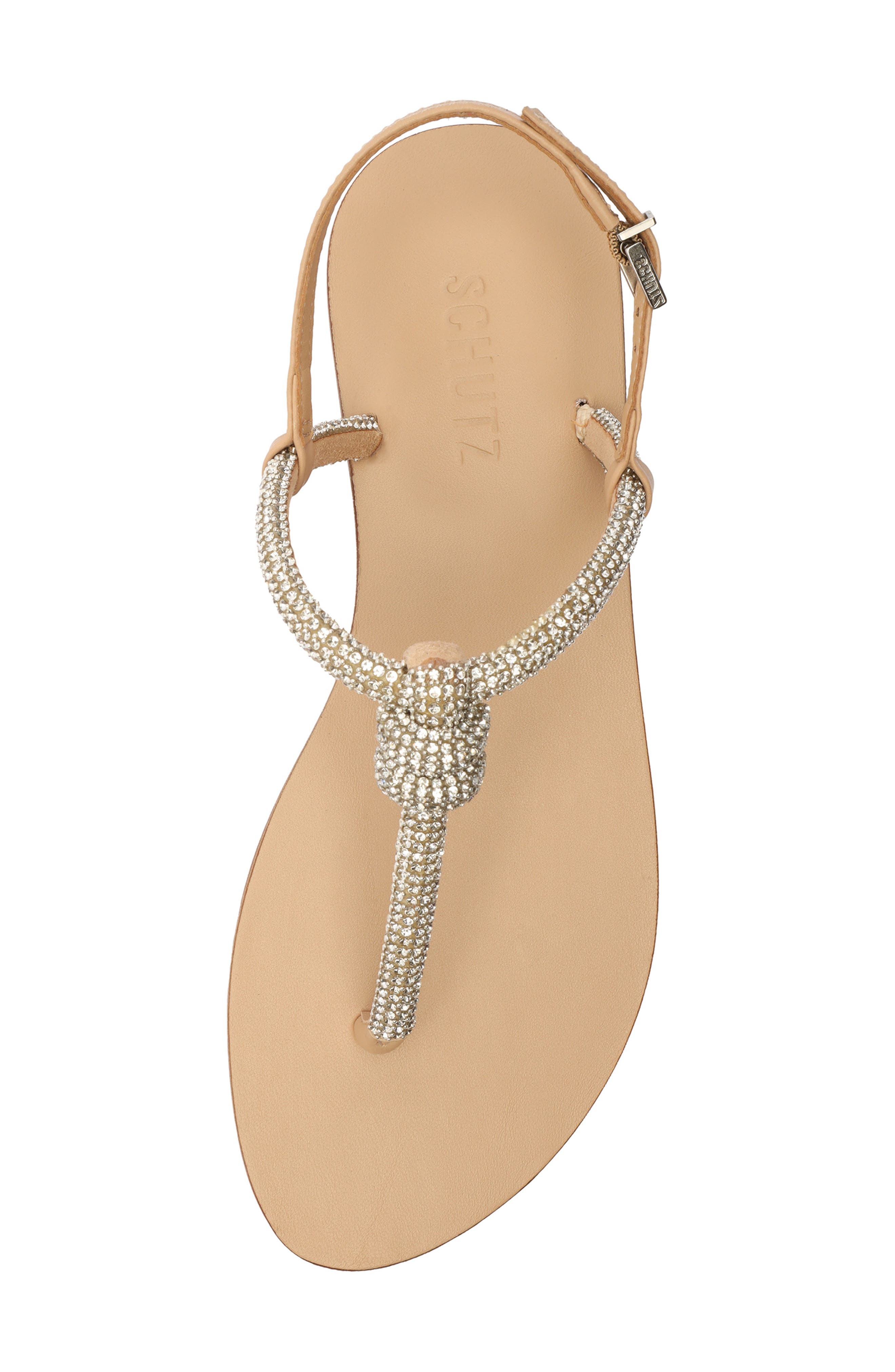 Pearly Crystal Embellished Flat Sandal, Alternate, color, LIGHT NUDE/ CRISTAL