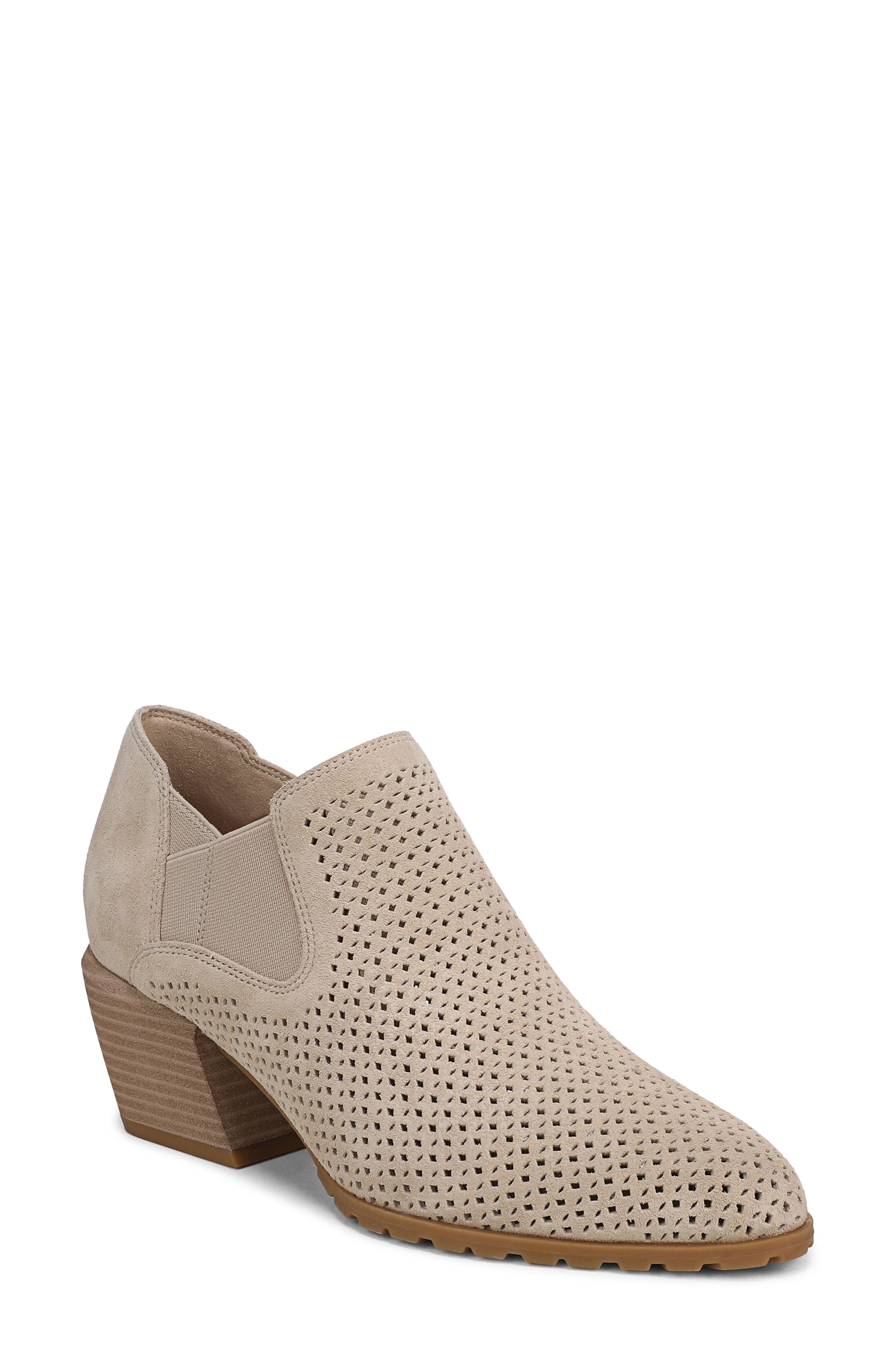 Vionic Bethany Perforated Bootie, Main, color, Lucid Beige Suede