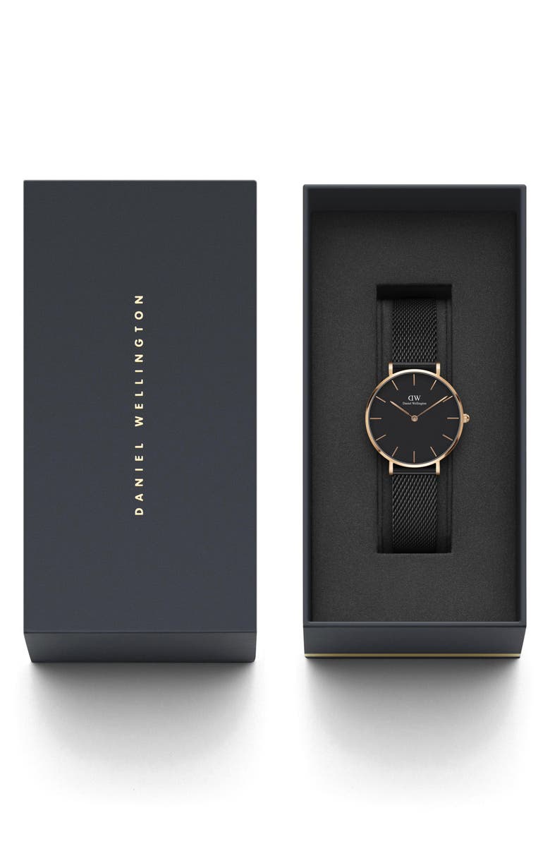 Daniel Wellington Classic Petite Mesh Strap Watch, 32mm, Alternate, color, Black / Rose Gold