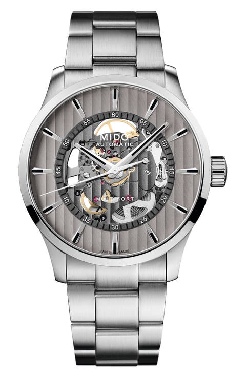 Multifort Skeleton Vertigo Automatic Bracelet Watch, 42mm