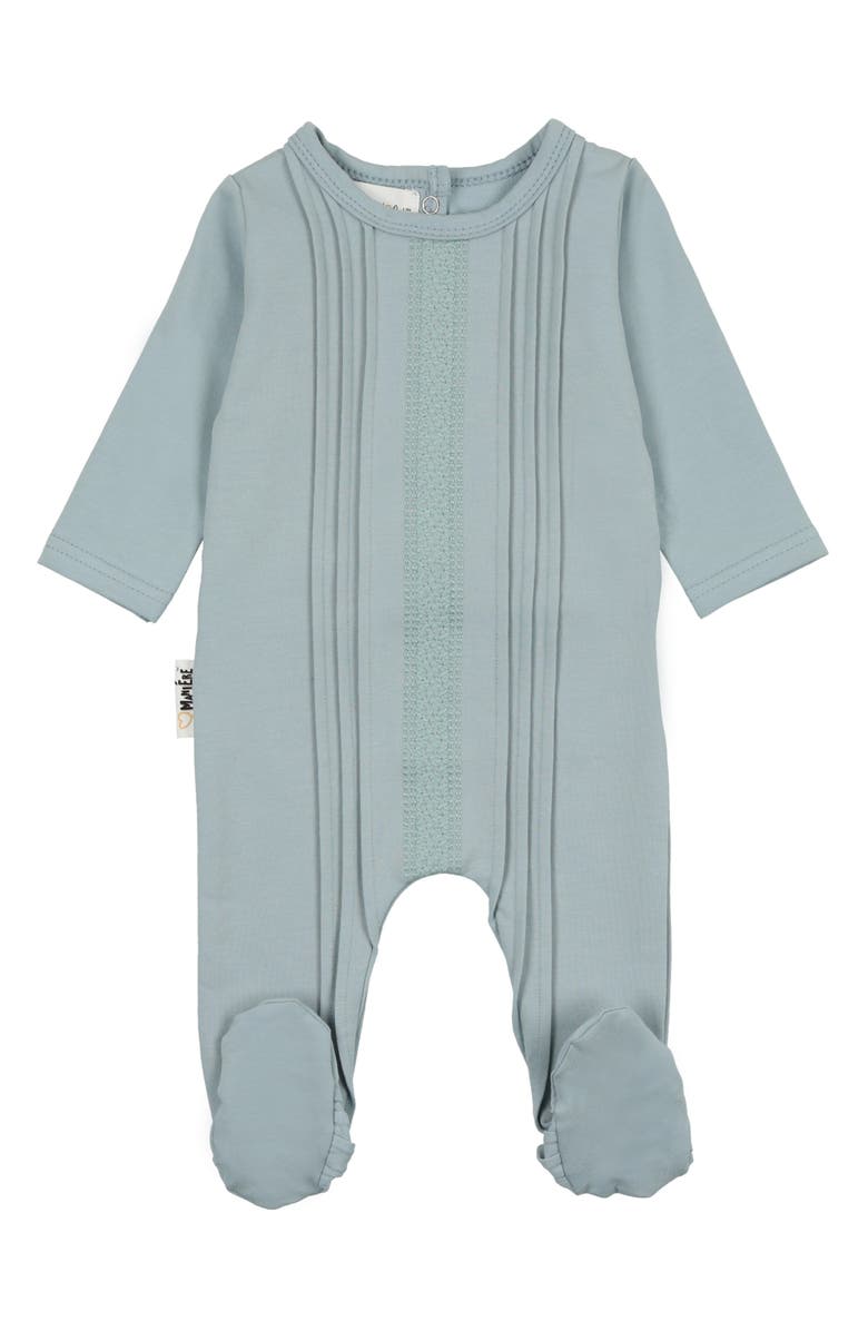Manière Tiny Tucks Cotton Blend Footie, Main, color, Sky Blue