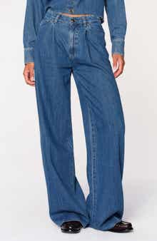 DL1961 Isabel Pleated Mid Rise Wide Leg Jeans