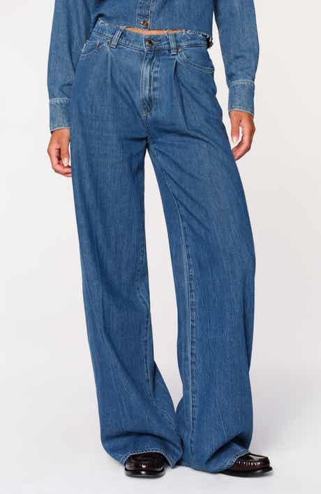 DL1961 Isabel Pleated Mid Rise Wide Leg Jeans