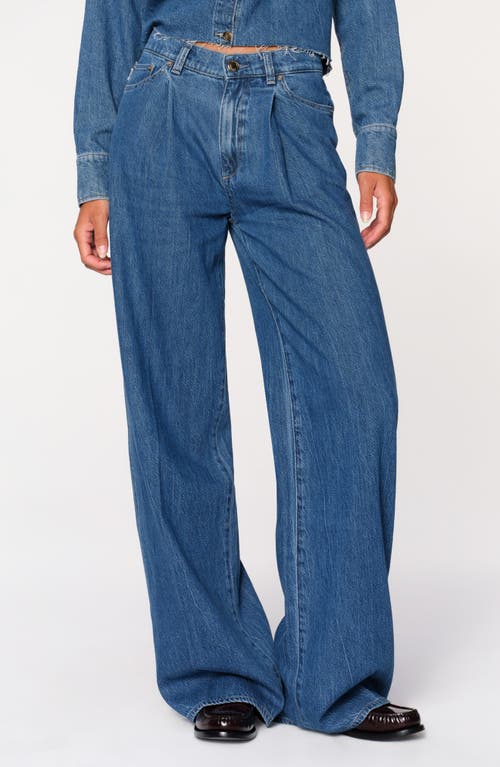 DL1961 Isabel Pleated Mid Rise Wide Leg Jeans in North Beach Dl Aura 