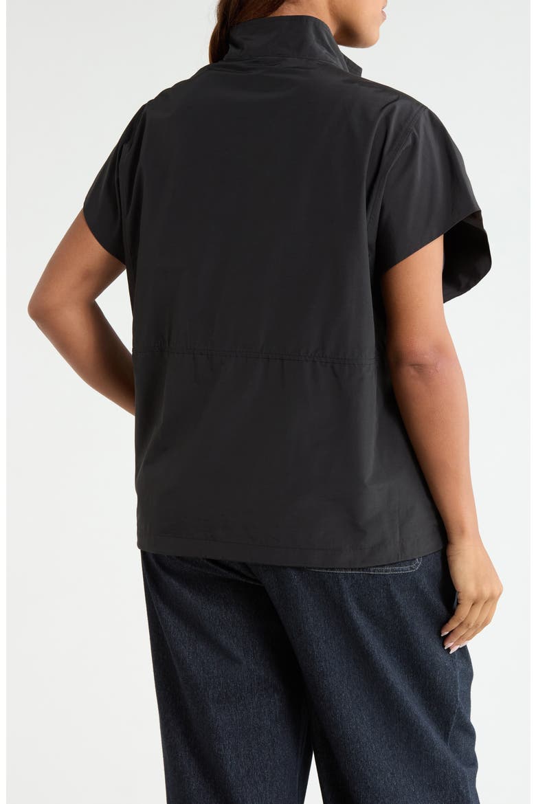 Stand Collar Organic Cotton & Recycled Nylon Vest, Alternate, color, BLACK