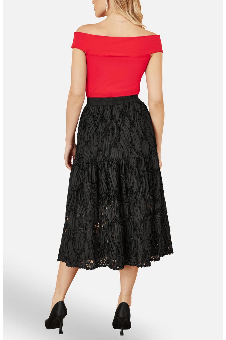 Mesh Applique Sequin Midi Skirt, Alternate, color, Black