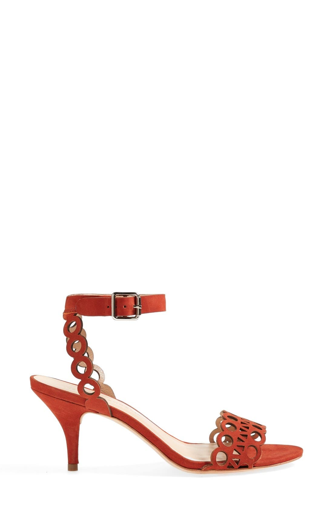 'Opal' Cutout Suede Sandal, Alternate, color, RUST