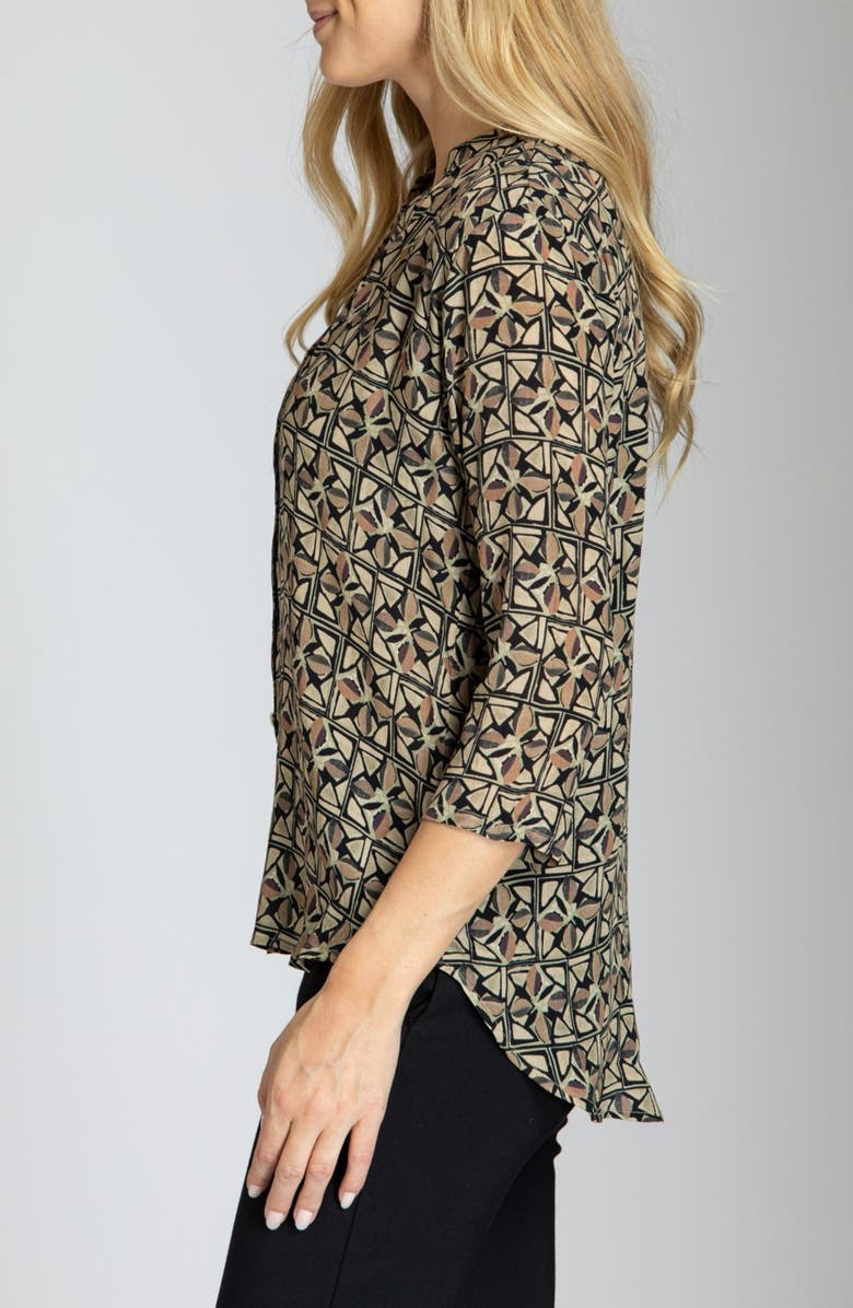 APNY Abstract Print Button-Up Shirt, Alternate, color, Brown/ Black Multi