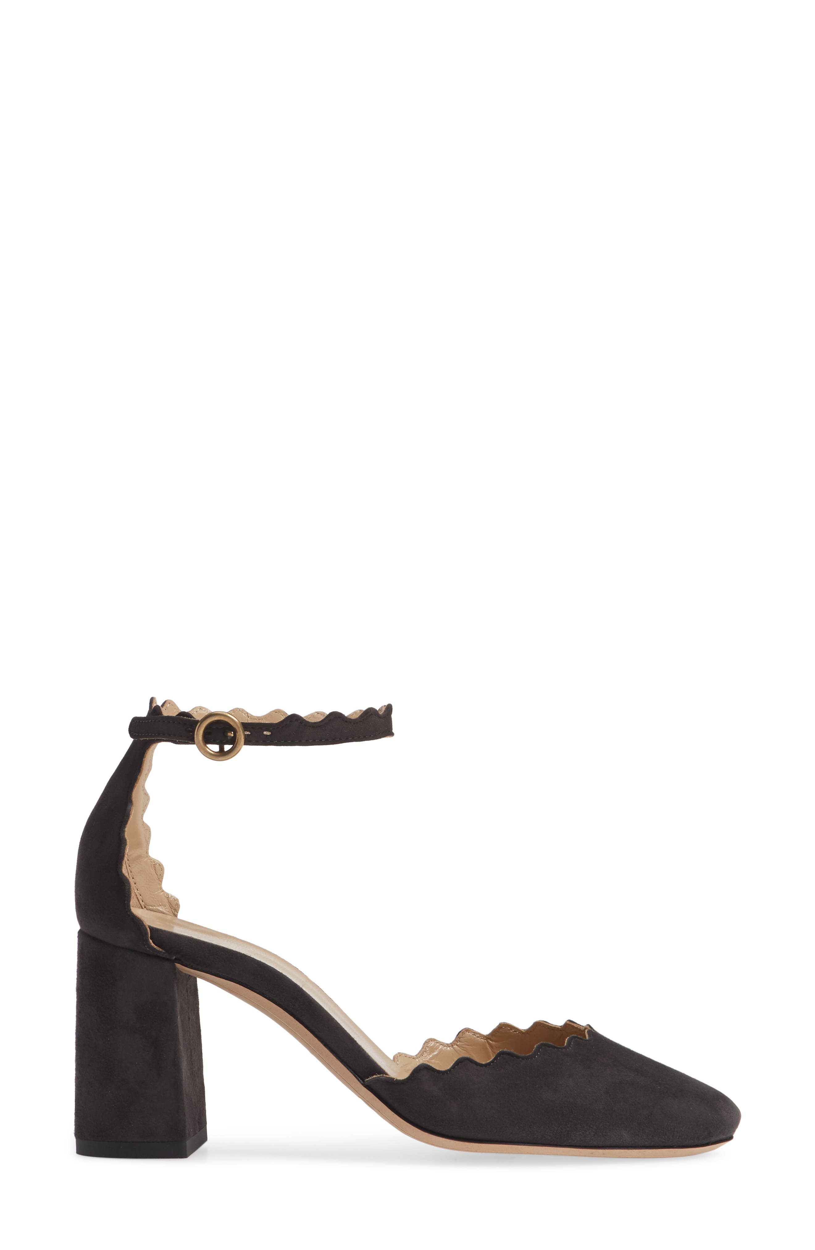 Chloé Scalloped Ankle Strap d'Orsay Pump, Alternate, color, 