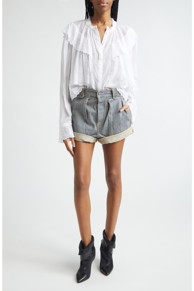 Kelmon Embroidered Eyelet Ruffle Shirt, Alternate, color, WHITE