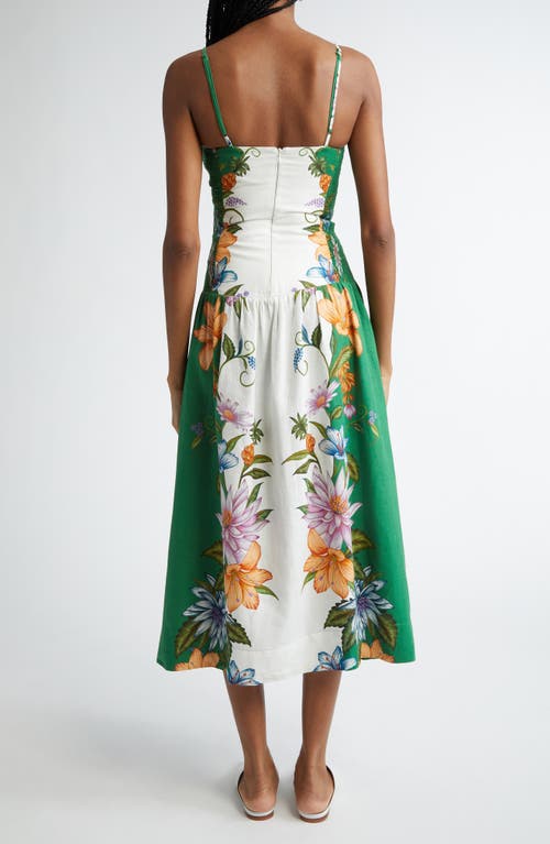 FARM RIO FARM RIO SWEET BLOOM DREAMSCAPE LINEN BLEND MIDI SUNDRESS 