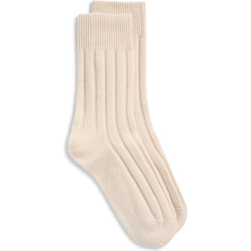 Nordstrom Rib Cashmere Blend Crew Socks In White