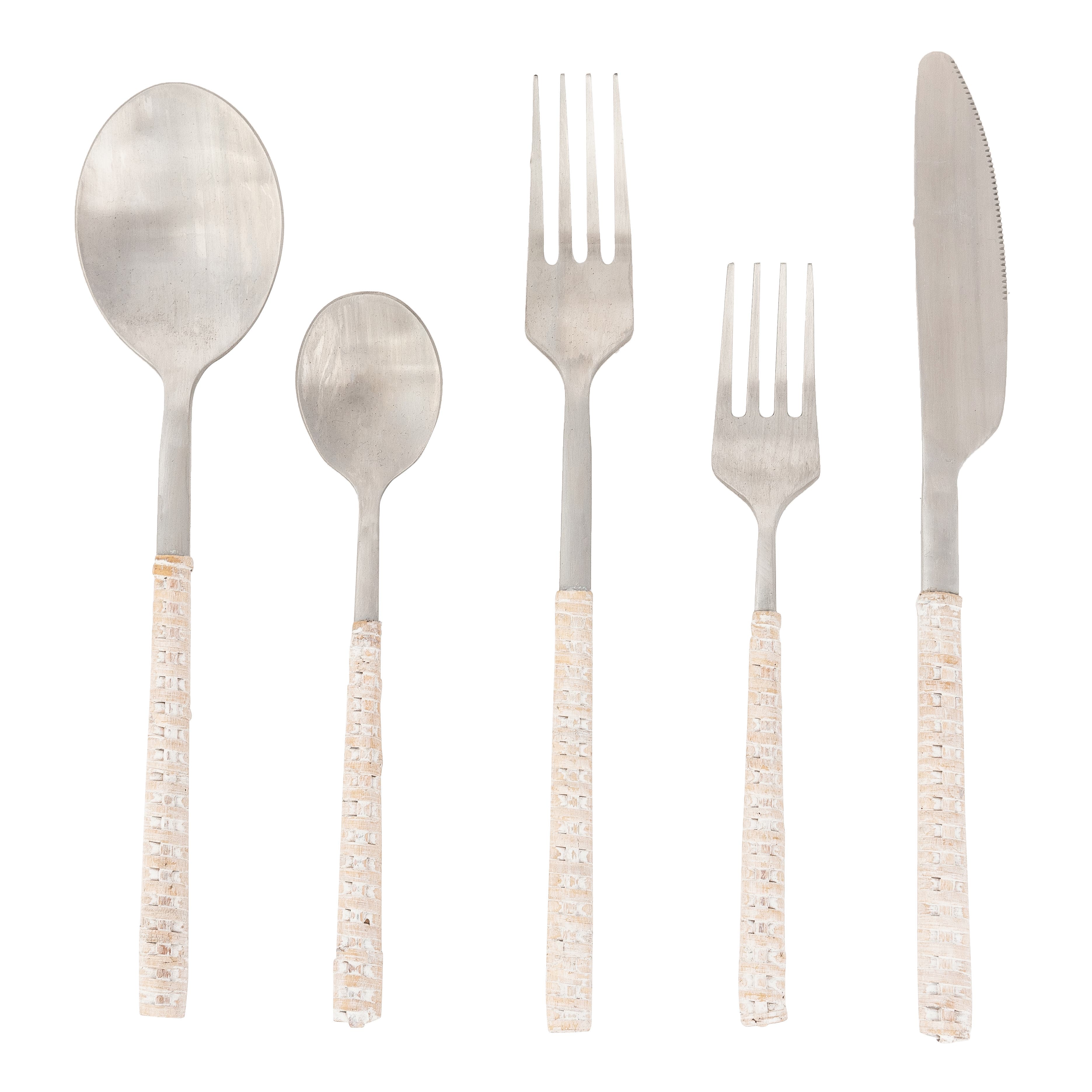 Artifacts Trading Company ™ Artifacts Rattan Stainless Steel Cutlery (set Of 5) In Silver