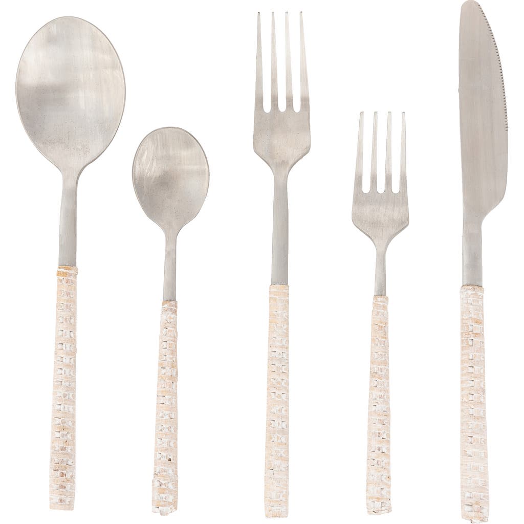 Artifacts Trading Company ™ Artifacts Rattan Stainless Steel Cutlery (set Of 5) In Silver