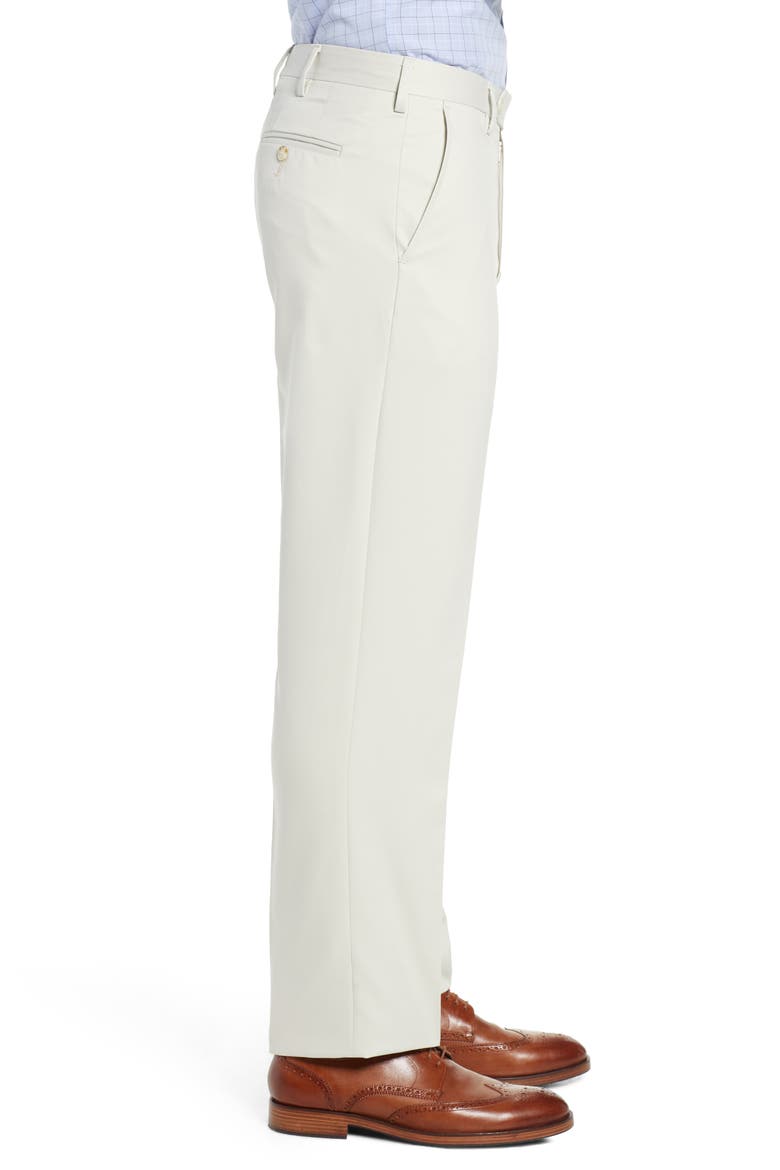 Classic Fit Flat Front Microfiber Performance Trousers, Alternate, color, STONE