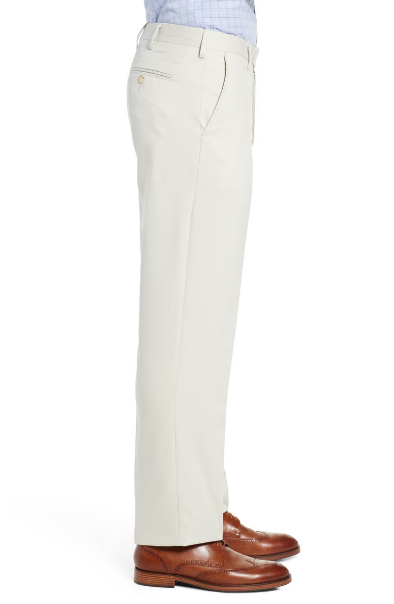 Berle Classic Fit Flat Front Microfiber Performance Trousers, Alternate, color, Stone