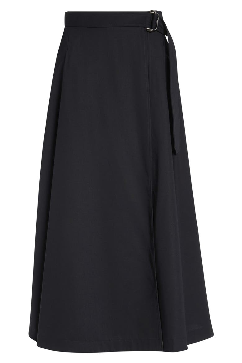Belina Belted Wool Twill Skirt, Alternate, color, BLACK
