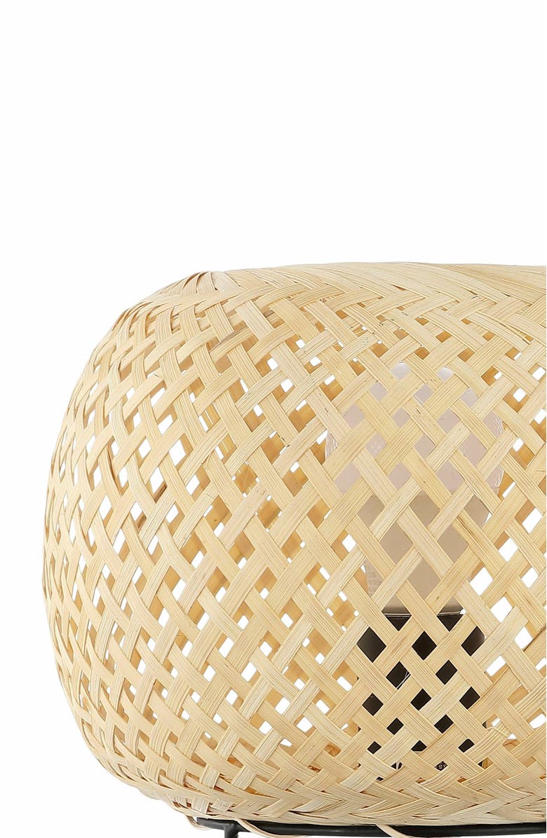 JONATHAN Y Palma Bohemian Rustic Iron/Rattan LED Mini Table Lamp with Smart Bulb, Alternate, color, Light Brown/Black