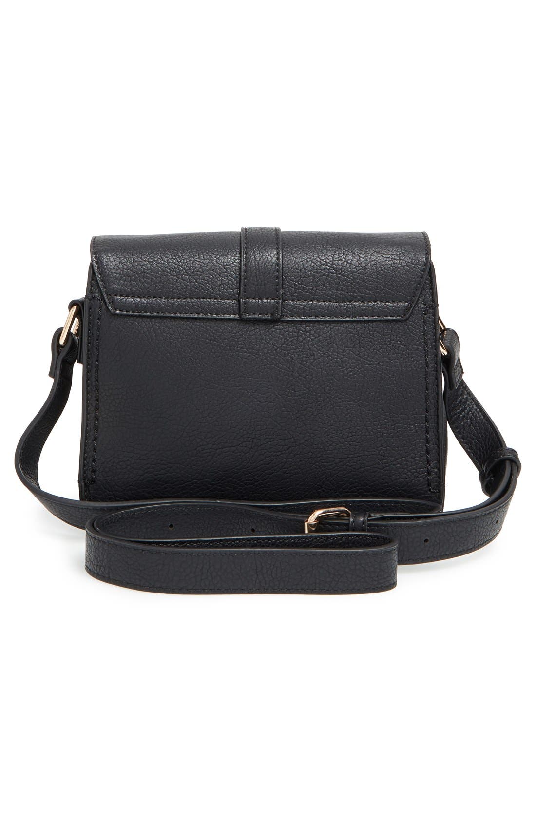 'Saylah' Structured Faux Leather Crossbody Bag, Alternate, color, BLACK
