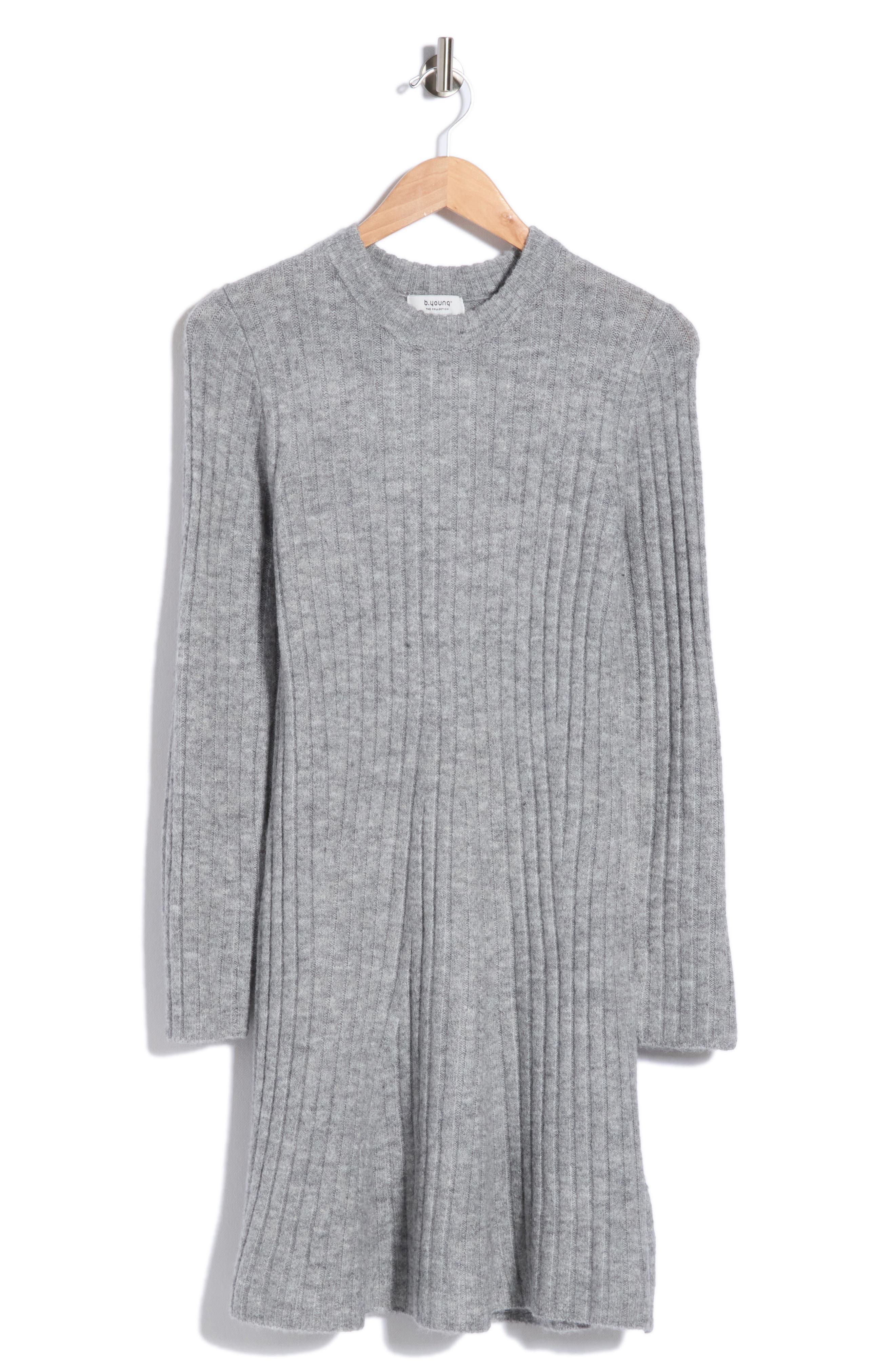 Ribbed Knit Long Sleeve Sweater Dress