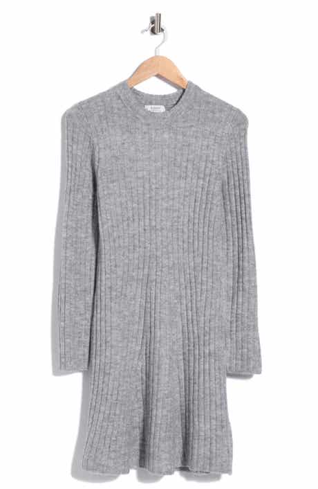 Ribbed Knit Long Sleeve Sweater Dress