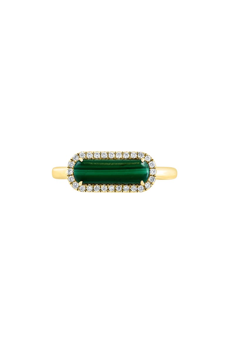 14K Yellow Gold, Diamond & Malachite Ring, Alternate, color, GREEN